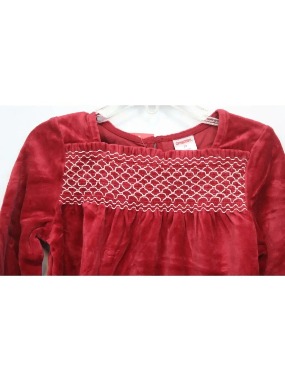 2008 Gymboree Holiday Friends Red Stretch Velvet Smocked Shirt sz 3T Winter Fun
